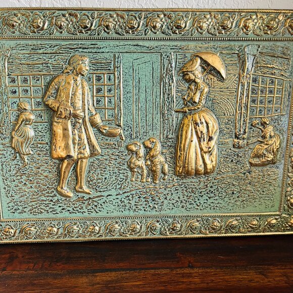 Vintage Art Repurposed Coal Box Brass Gallery Wall 15x10 Cottagecore Colonial -2 - Picture 7 of 10